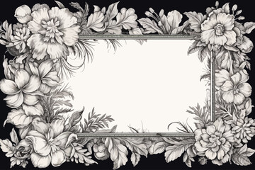 Fototapeta premium Monochrome Floral Border