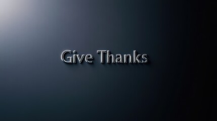 Obraz premium 3D Give Thanks text on a dark backdrop, ideal background for celebrating Thanksgiving or expressing gratitude