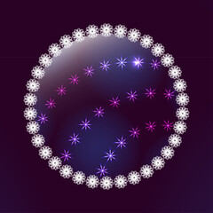 A circle made by the author's brushes in the form of snowflakes and stars.