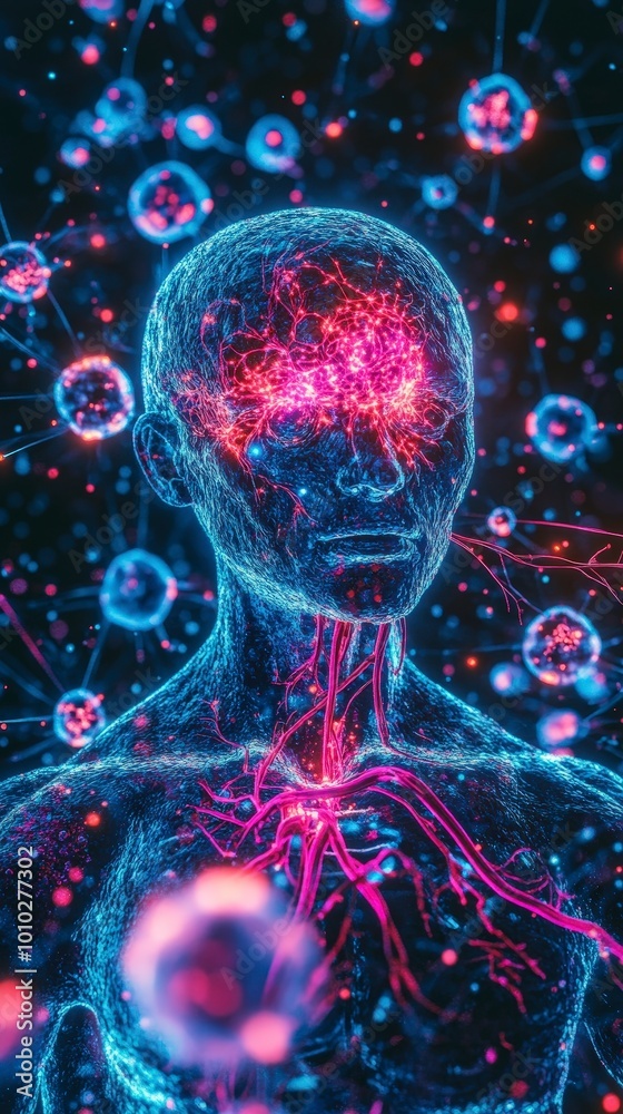 Wall mural digital representation of the nervous system in a futuristic style