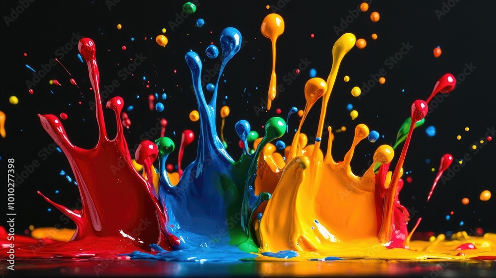 Poster Abstract paint splashes in dynamic display