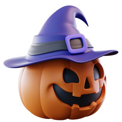 3D Illustration Pumpkin Witch Hat