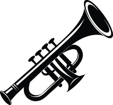 recommend clip art: Music instrument of trumpet silhouette vector art illustration design
