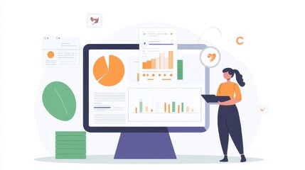 Analyzing Business Data and Financial Analytics on Computer Screen