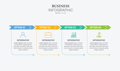 Vector infographic template with icons and 4 options or steps.  Can be used for presentations banner, workflow layout, process diagram