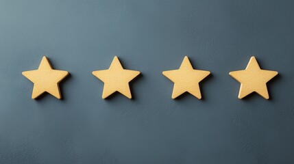 Obraz premium Shining five-star rating on a clean interface, minimalist style, extreme close-up, promoting positive feedback.