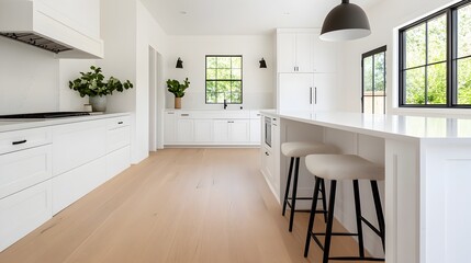 Fototapeta premium Transitional Kitchen Blending Traditional and Modern Design Elements for a Stylish and Functional Living Space