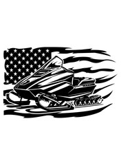 US Snow Mobile | Ski Mobil | Snowmobiler | Snow Machine | Snow Motorbike | Snow Mobile Driver | Winter Vehicle | Ski-Doo | Original Illustration | Vector and Clipart | Cutfile and Stencil