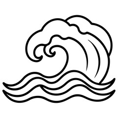 doodle waves outline coloring book page line art drawing