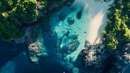 Obraz premium Aerial View of Secluded Tropical Cove