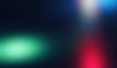 Abstract red green blue purple grainy glowing color spots stains backdrop design. Modern grainy gradient spots multicolored texture web banner, poster and landing page.