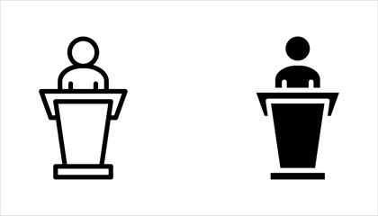podium speech line icon set. conference sign. vector illustration on white background