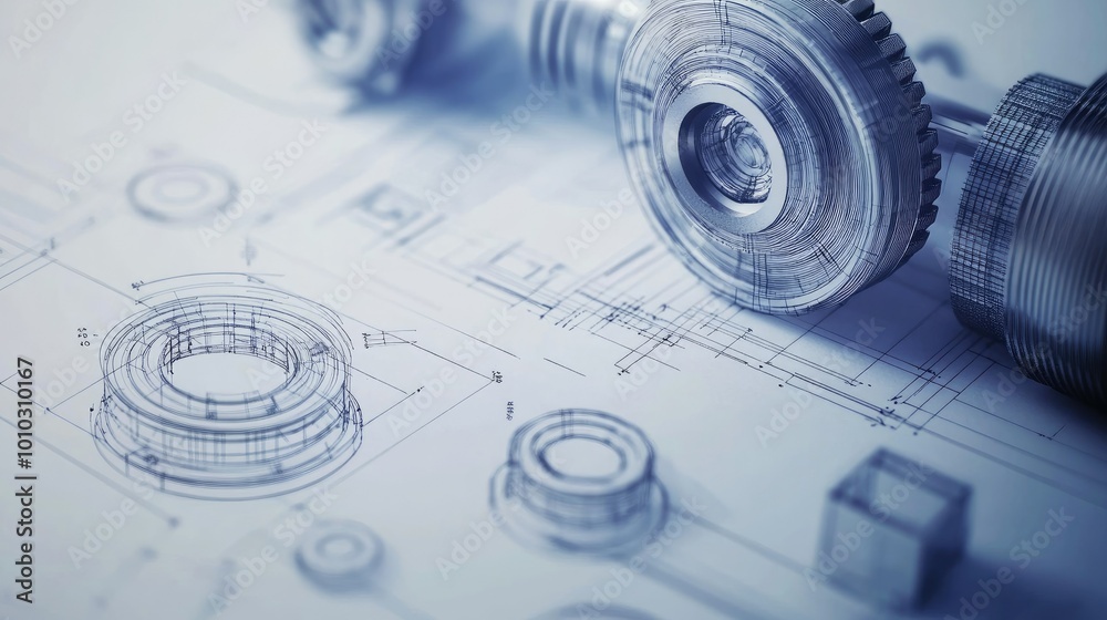 Poster technical blueprints in abstract innovation