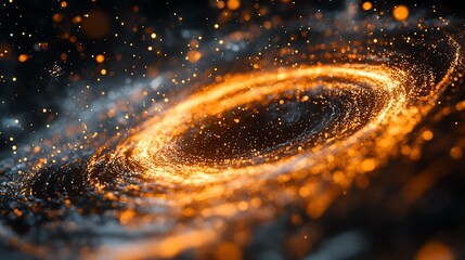 Abstract swirling galaxy of glowing light and dust.