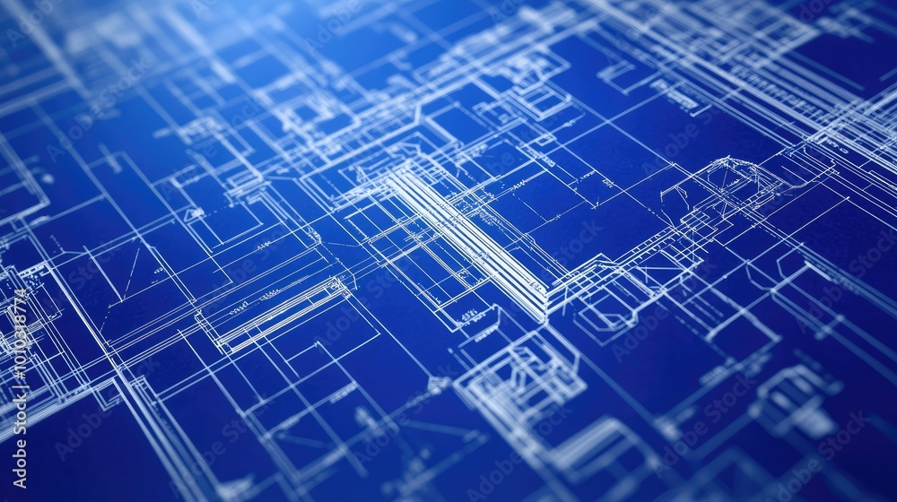 Poster technical blueprints in abstract innovation