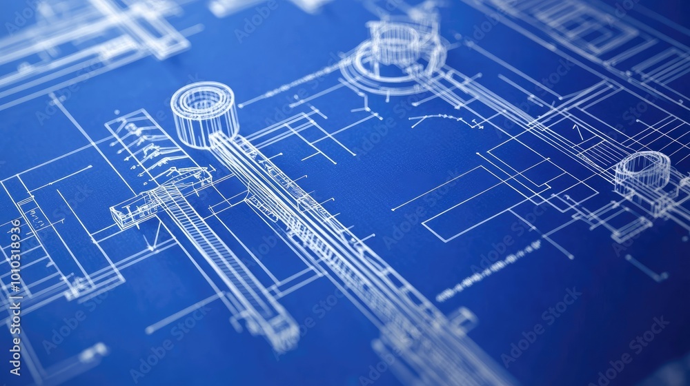 Poster technical blueprints in abstract innovation