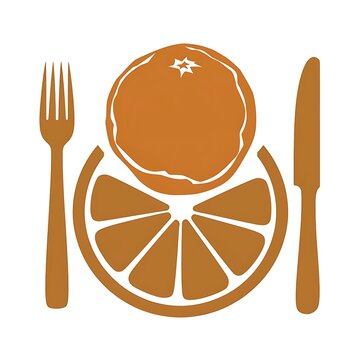 orange fruit with fork and knife clip art preview
