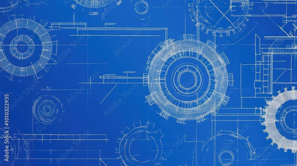 Poster technical blueprints in abstract innovation