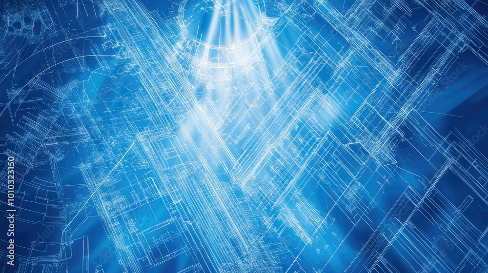 Poster technical blueprints in abstract innovation