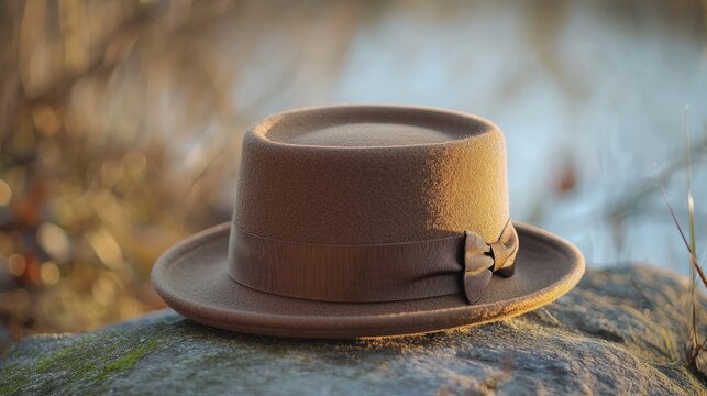 Stylish pork pie hat with a flat crown and short brim, showcasing a vintage-inspired design.