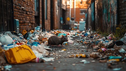 Abandoned Alley Overflowing with Trash and Litter