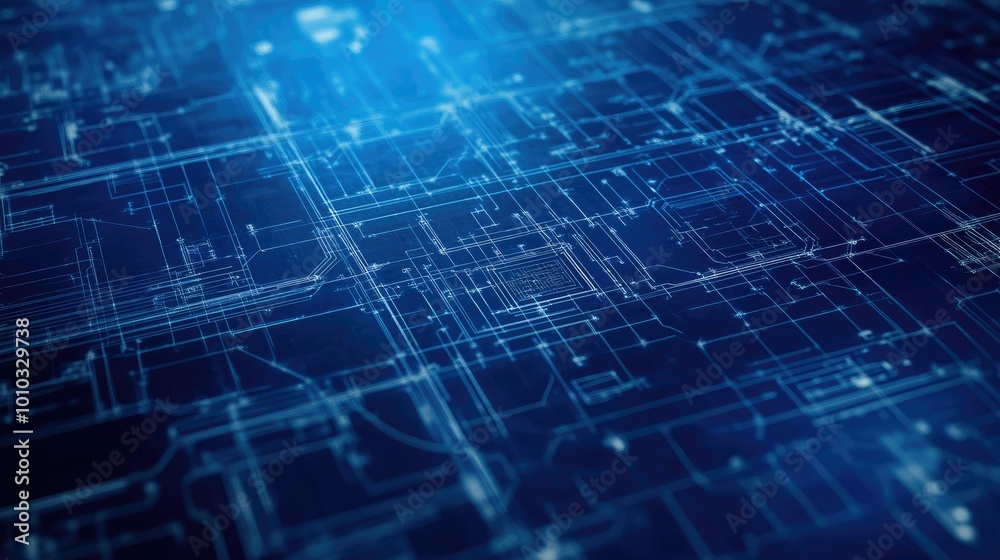 Poster technical blueprints in abstract innovation