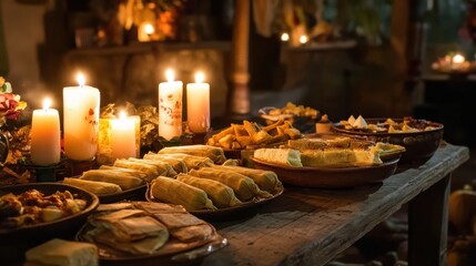 Cozy Autumn Feast: Warm Candles, Delectable Desserts, and Inviting Ambiance