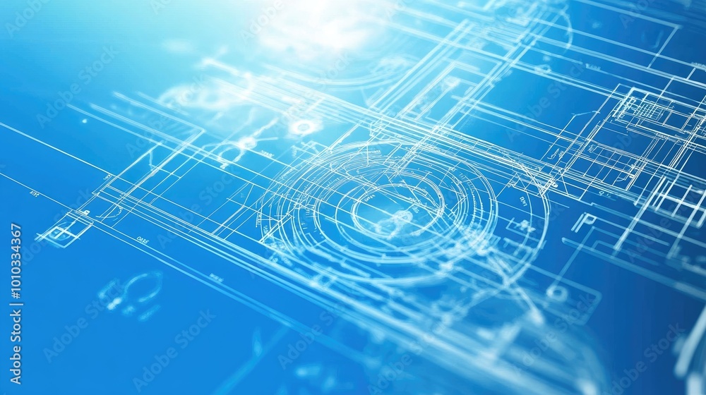 Poster technical blueprints in abstract innovation