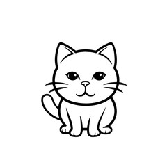 Cute Cat Sitting Vector Illustration - Adorable Cartoon Kitten with Collar