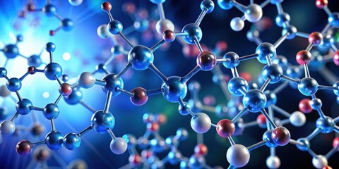 Abstract  of a complex molecule structure, science, medicine, chemistry, research, technology, molecular, biology, organic