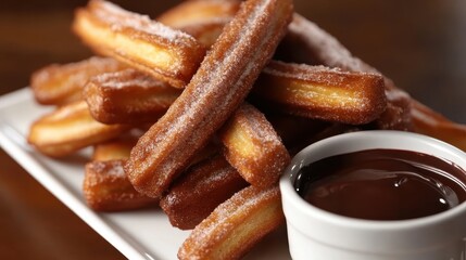 Delectable Churros with Decadent Chocolate Dipping Sauce