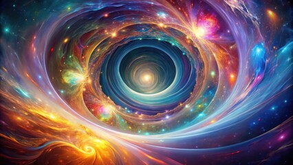 Obraz premium Futuristic abstract art of a cosmic vortex with swirling colors and geometric shapes, cosmic, vortex, abstract, futuristic, art