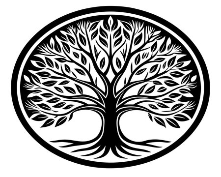 recommend clip art: line art nature logo vector design oak tree, abstract tree logo symbol