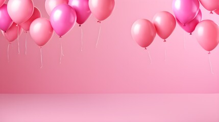 Pink Balloons Floating on Pastel Pink Background Festive Decor Celebration