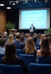 Audience Watching Business Presentation in Conference Room
