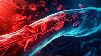 Microscopic View of Hypertension Highlighting High Blood Pressure in Cardiovascular System