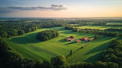 Obraz premium Aerial view of a rural landscape featuring logistic park 