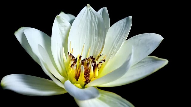 captivating 4K timelapse night blooming cereus flower also known Queen Night rare unique blooming process stunning detail againstblack backdrop opening plant blossom princess white black time lapse