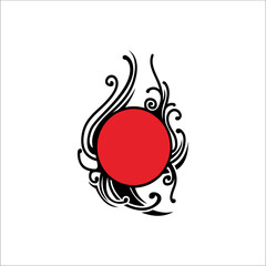 Empty red circle decorated with flowers. can be used as a graphic design
