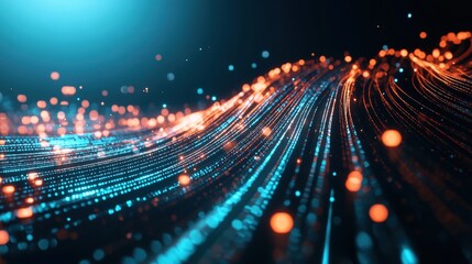 Abstract Blue and Orange Light Streaks on Dark Background