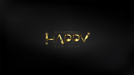 Festive Happy New Year lettering on a black background, represents the excitement and optimism of the new year ahead