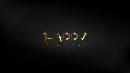 Obraz premium Festive Happy New Year lettering on a black background, represents the excitement and optimism of the new year ahead