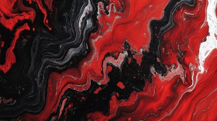 Obraz premium Abstract red, black, and white paint swirl background.