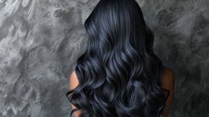 Fototapeta premium A stunning yearold girl flaunts her long, wavy hair, blending deep black with elegant gray highlights.