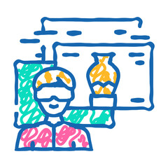 digital exhibits doodle icon sketch vector. digital exhibits sign. isolated symbol illustration