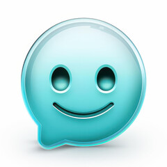 Fototapeta premium A sleek turquoise chat bubble icon on a white backdrop, representing modern communication and interaction.