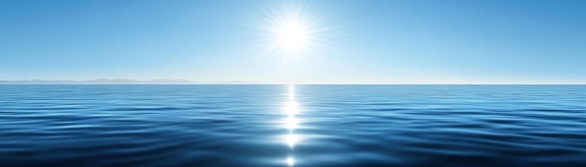 Obraz premium Radiant sun illuminates the expanse of the azure ocean 