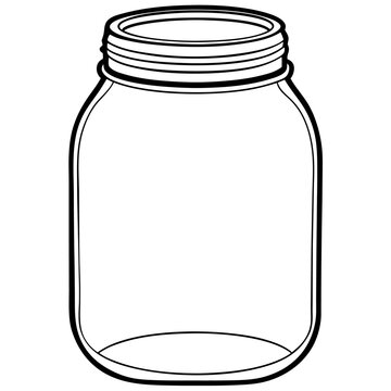 recommend clip art: glass mason jar outline coloring book page line art drawing