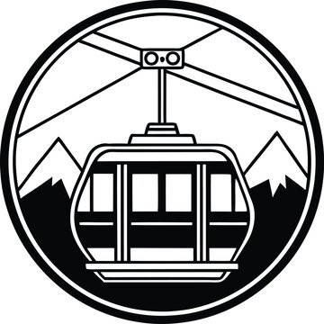 recommend clip art: Cable Car Icon Vector, Ski cable car icon. Outline ski cable car design isolated on a white background silhouette