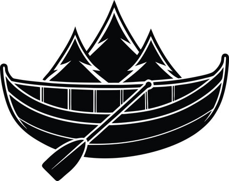 recommend clip art: canoe silhouette icon vector illustration template in white background